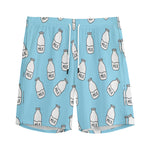 Milk Bottle Cartoon Pattern Print Men's Sports Shorts
