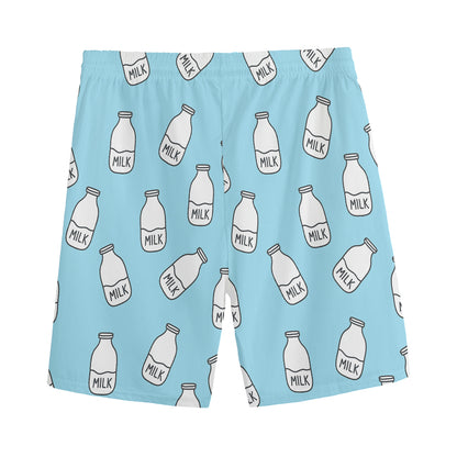 Milk Bottle Cartoon Pattern Print Men's Sports Shorts