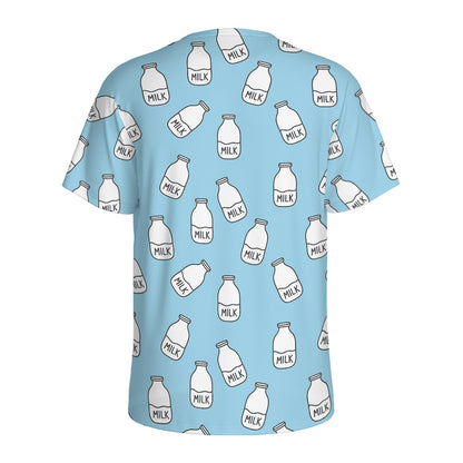 Milk Bottle Cartoon Pattern Print Men's Sports T-Shirt