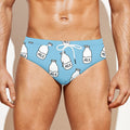 Milk Bottle Cartoon Pattern Print Men's Swim Briefs