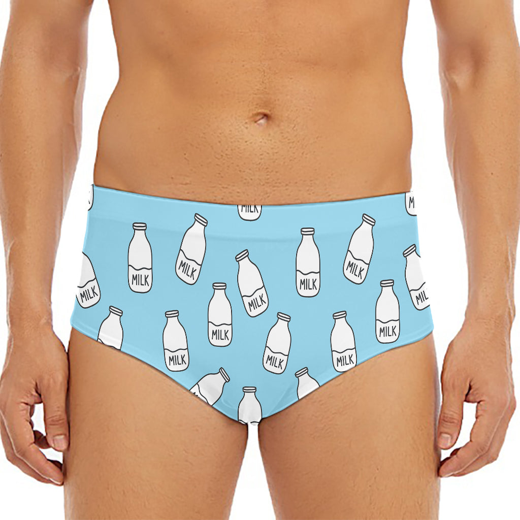 Milk Bottle Cartoon Pattern Print Men's Triangle Swim Briefs
