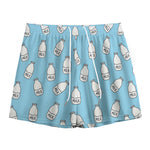Milk Bottle Cartoon Pattern Print Mesh Shorts