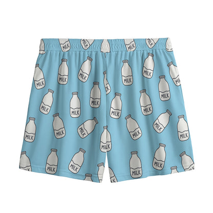 Milk Bottle Cartoon Pattern Print Mesh Shorts