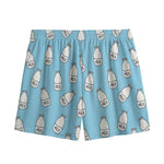 Milk Bottle Cartoon Pattern Print Mesh Shorts