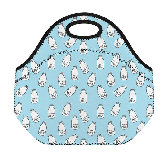 Milk Bottle Cartoon Pattern Print Neoprene Lunch Bag