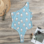 Milk Bottle Cartoon Pattern Print One Shoulder Bodysuit