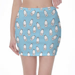 Milk Bottle Cartoon Pattern Print Pencil Mini Skirt