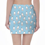 Milk Bottle Cartoon Pattern Print Pencil Mini Skirt