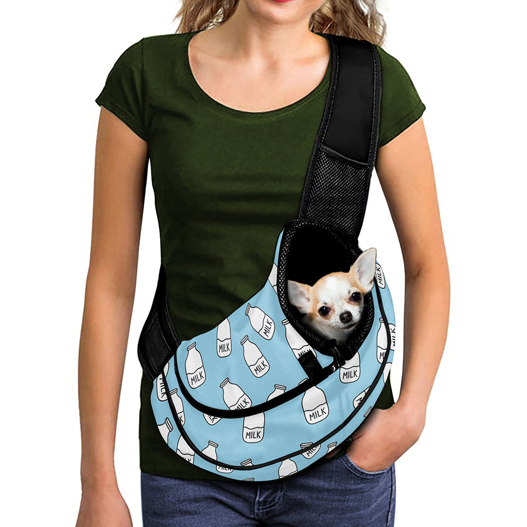 Milk Bottle Cartoon Pattern Print Pet Sling Carrier