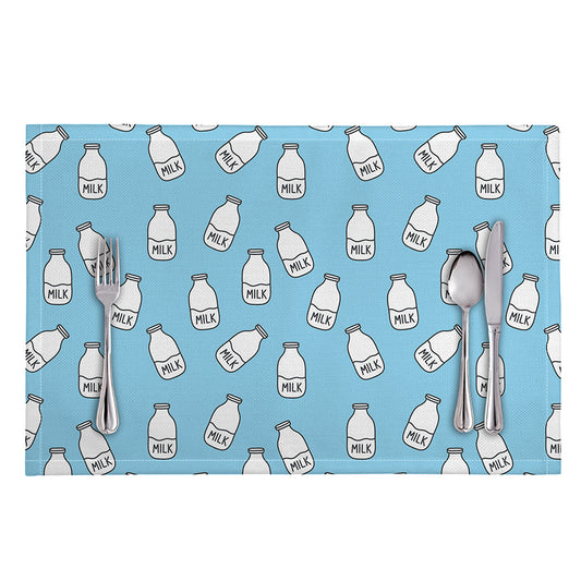Milk Bottle Cartoon Pattern Print Placemat