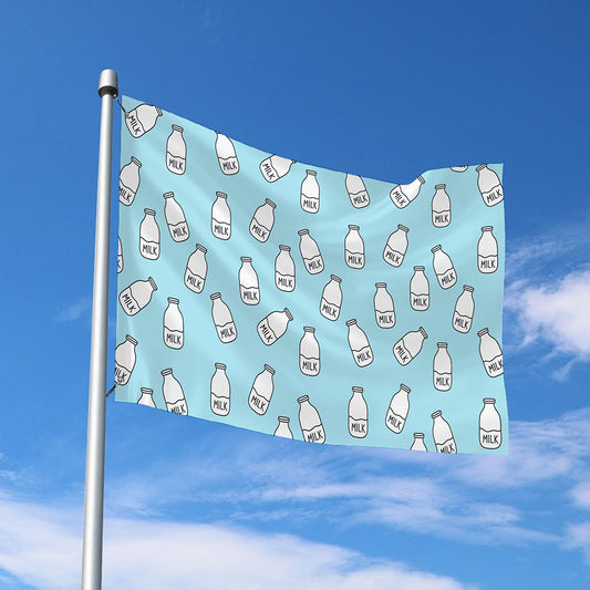 Milk Bottle Cartoon Pattern Print Polyester Flag