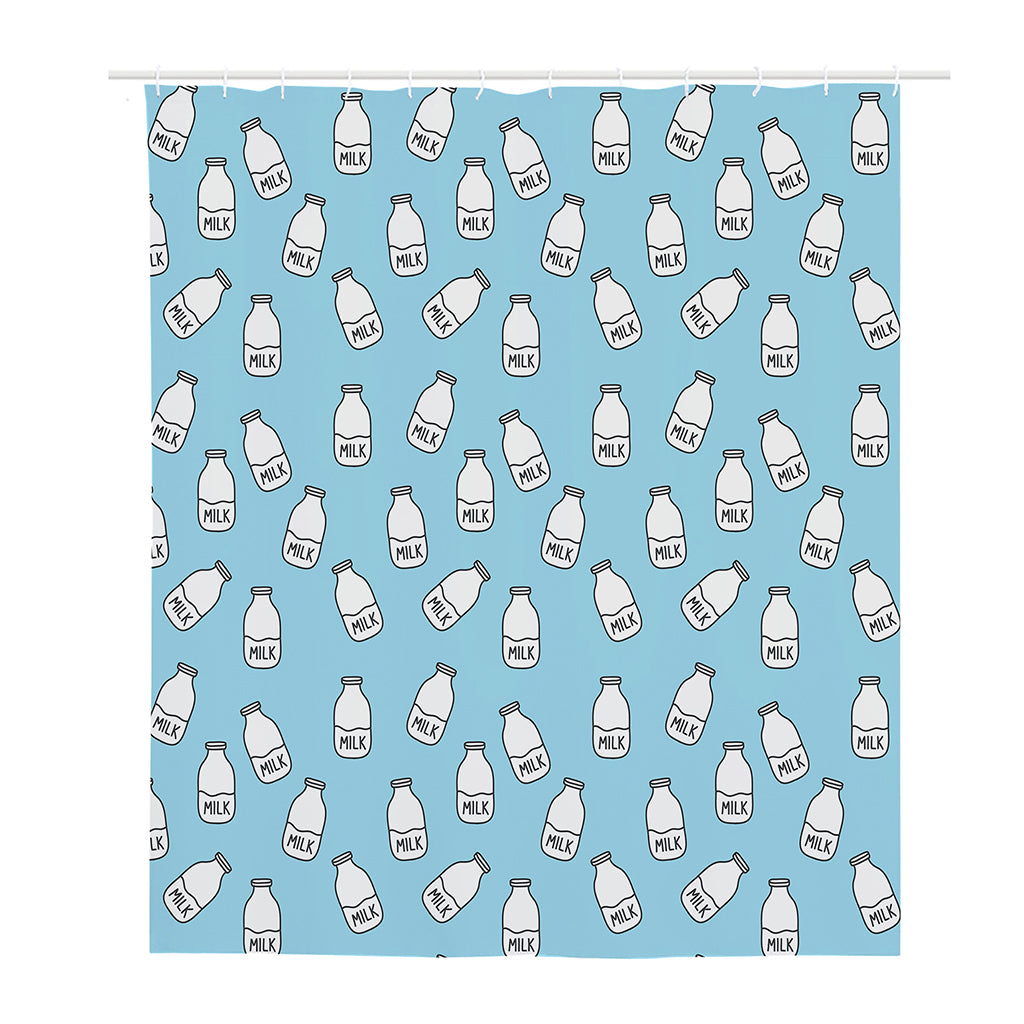 Milk Bottle Cartoon Pattern Print Polyester Shower Curtain