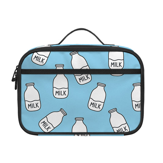 Milk Bottle Cartoon Pattern Print Portable Lunch Bag