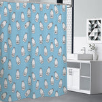 Milk Bottle Cartoon Pattern Print Premium Shower Curtain