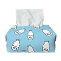 Milk Bottle Cartoon Pattern Print Rectangle Tissue Box Cover