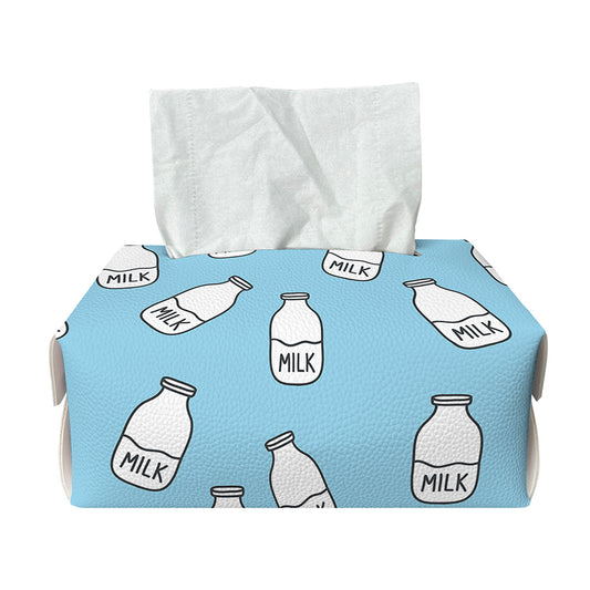 Milk Bottle Cartoon Pattern Print Rectangle Tissue Box Cover