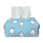 Milk Bottle Cartoon Pattern Print Rectangle Tissue Box Cover