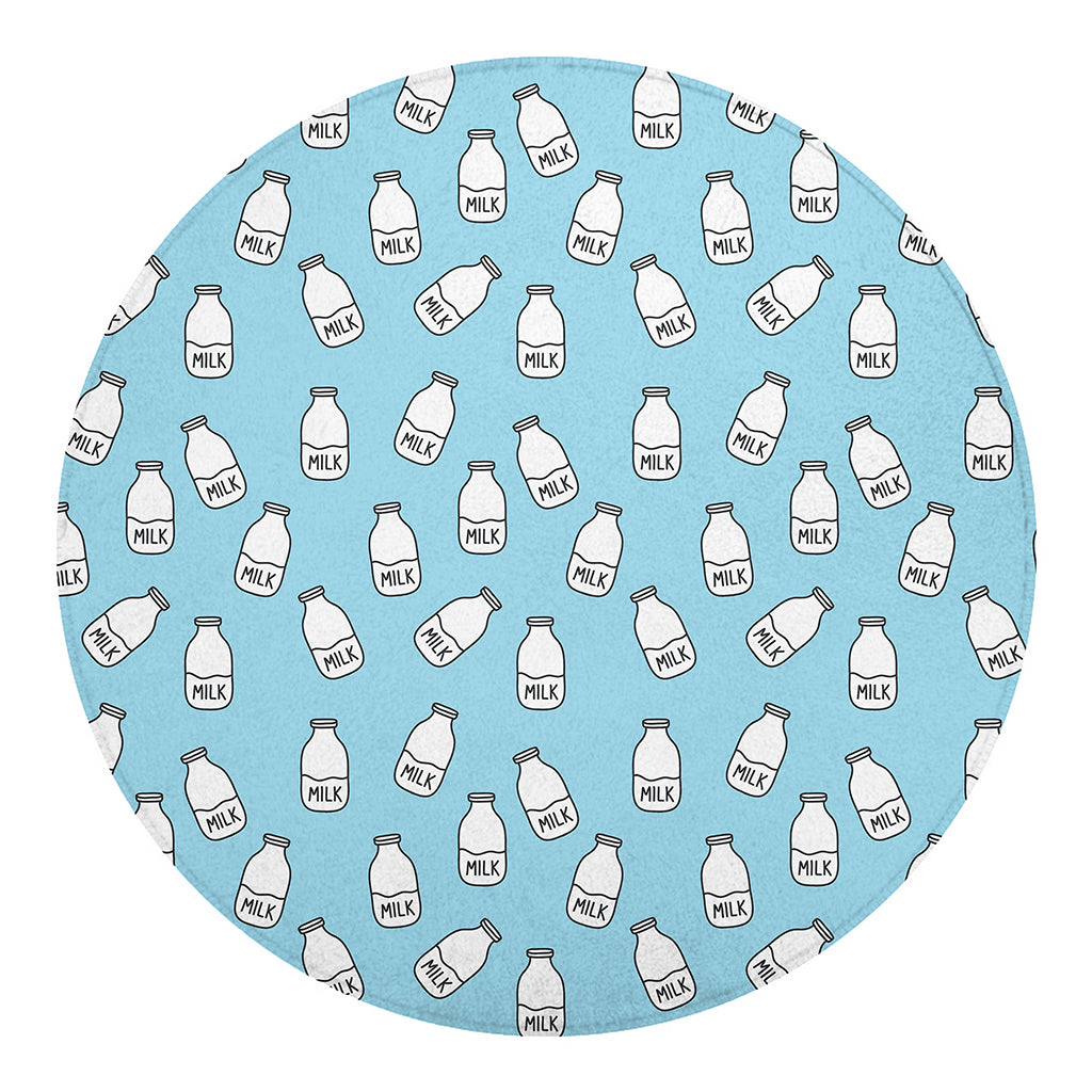 Milk Bottle Cartoon Pattern Print Round Blanket