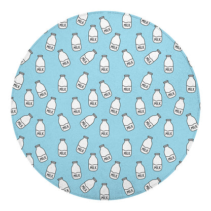 Milk Bottle Cartoon Pattern Print Round Blanket