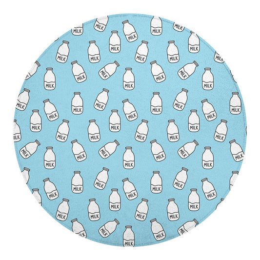 Milk Bottle Cartoon Pattern Print Round Blanket