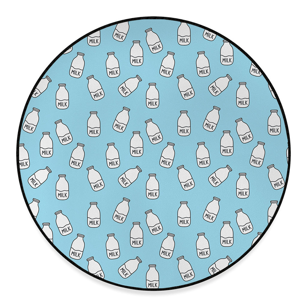Milk Bottle Cartoon Pattern Print Round Floor Mat