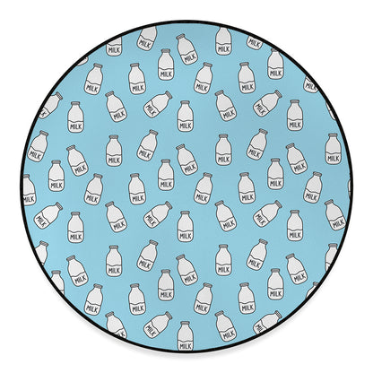 Milk Bottle Cartoon Pattern Print Round Floor Mat
