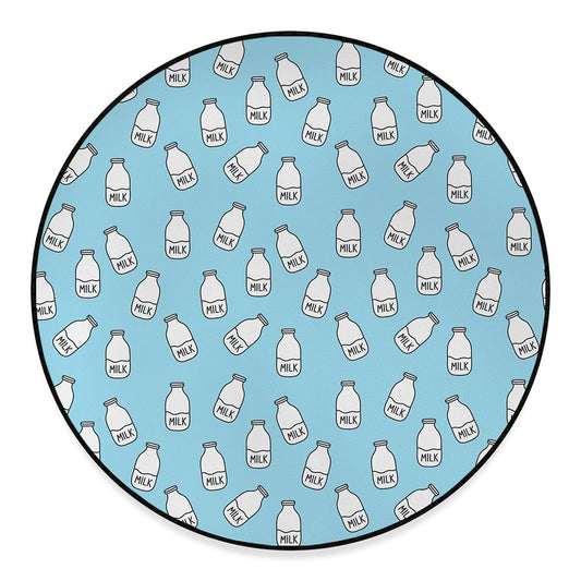 Milk Bottle Cartoon Pattern Print Round Floor Mat