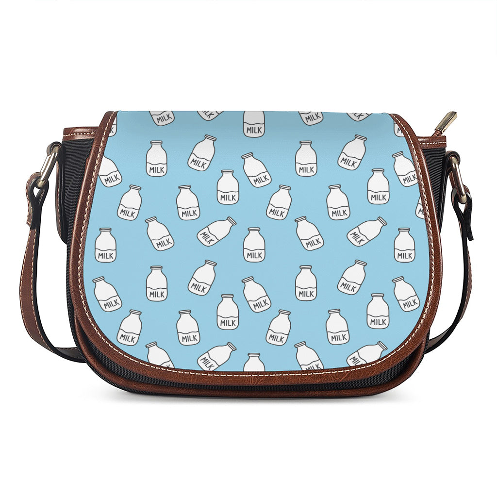 Milk Bottle Cartoon Pattern Print Saddle Bag