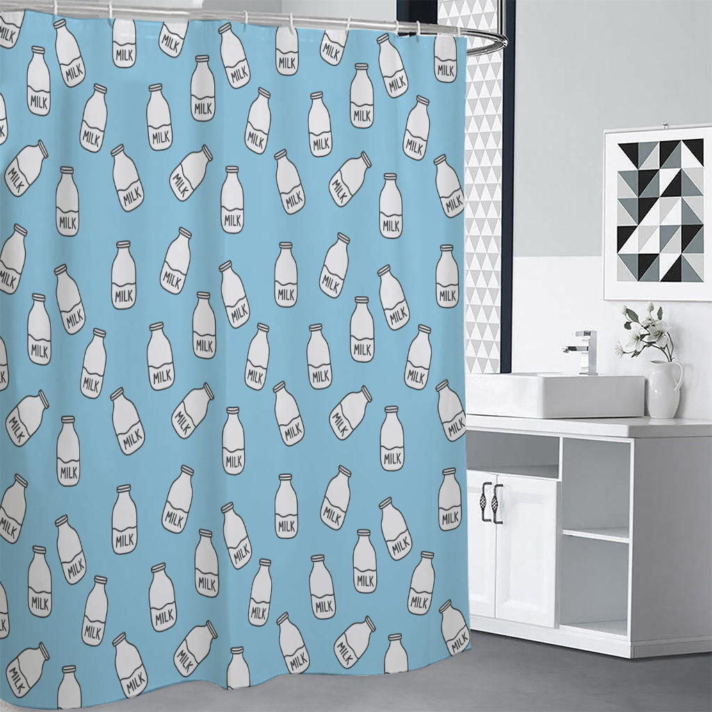 Milk Bottle Cartoon Pattern Print Shower Curtain