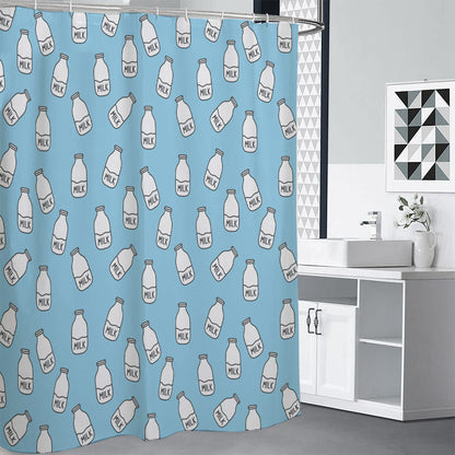 Milk Bottle Cartoon Pattern Print Shower Curtain