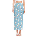 Milk Bottle Cartoon Pattern Print Side Slit Maxi Skirt