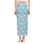 Milk Bottle Cartoon Pattern Print Side Slit Maxi Skirt
