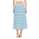 Milk Bottle Cartoon Pattern Print Side Slit Midi Skirt