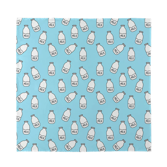 Milk Bottle Cartoon Pattern Print Silk Bandana