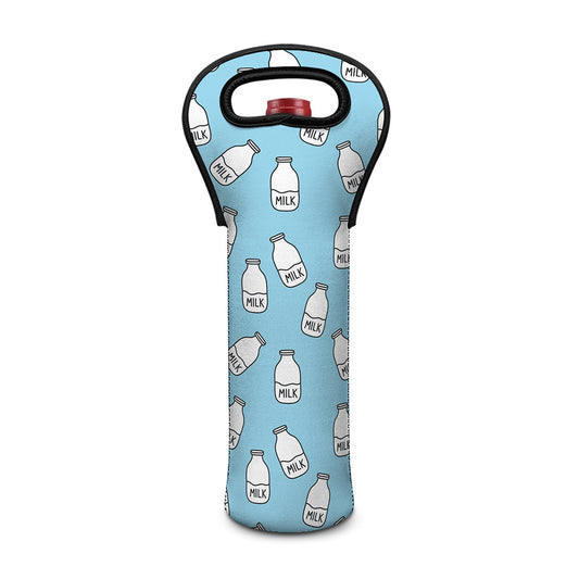 Milk Bottle Cartoon Pattern Print Single Neoprene Wine Tote