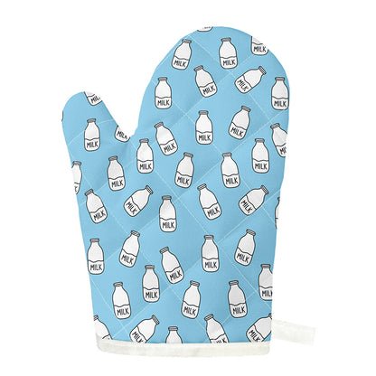 Milk Bottle Cartoon Pattern Print Single Oven Mitt