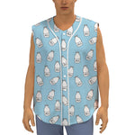 Milk Bottle Cartoon Pattern Print Sleeveless Baseball Jersey