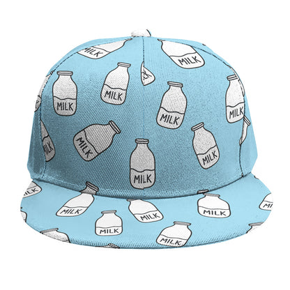 Milk Bottle Cartoon Pattern Print Snapback Cap
