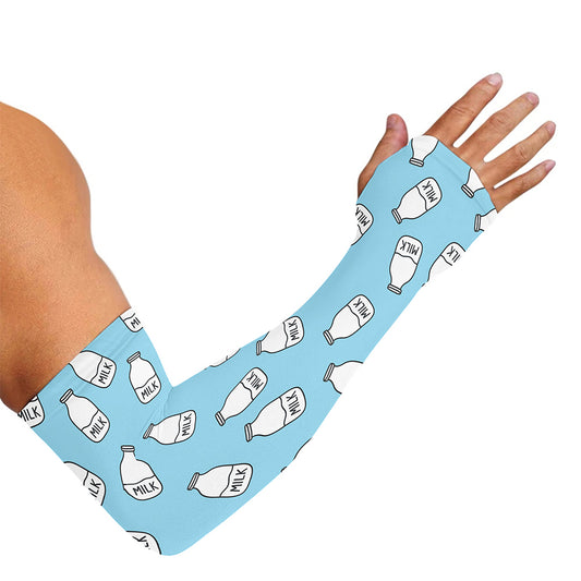 Milk Bottle Cartoon Pattern Print Sun Protection Arm Sleeves