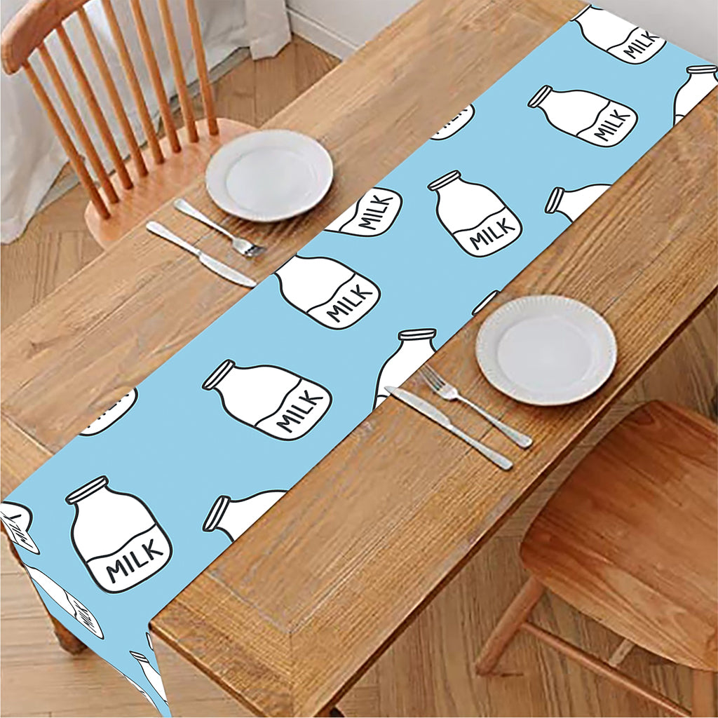 Milk Bottle Cartoon Pattern Print Table Runner