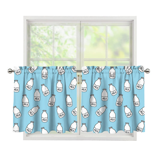 Milk Bottle Cartoon Pattern Print Tier Curtains