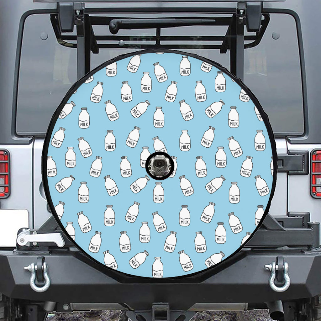 Milk Bottle Cartoon Pattern Print Tire Cover With Camera Hole