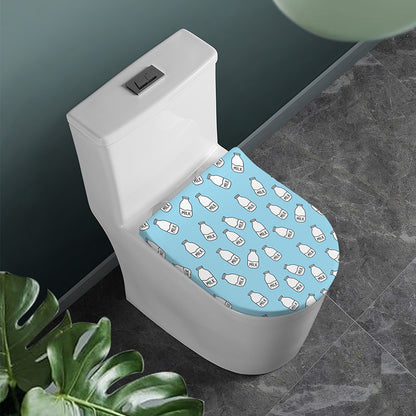 Milk Bottle Cartoon Pattern Print Toilet Lid Cover