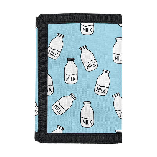 Milk Bottle Cartoon Pattern Print Trifold Wallet