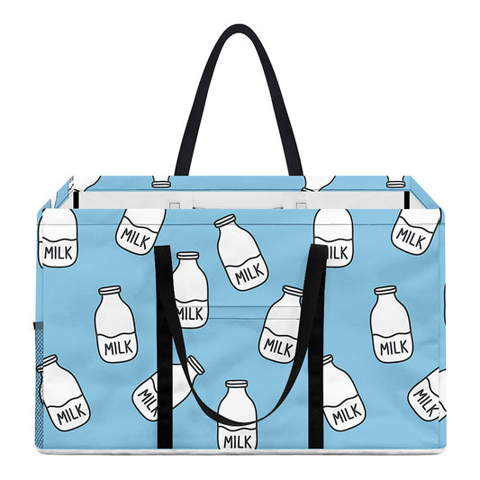 Milk Bottle Cartoon Pattern Print Utility Tote Bag