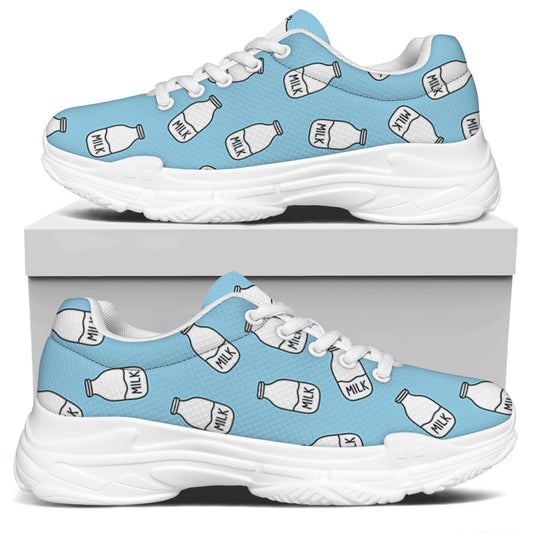 Milk Bottle Cartoon Pattern Print White Chunky Shoes