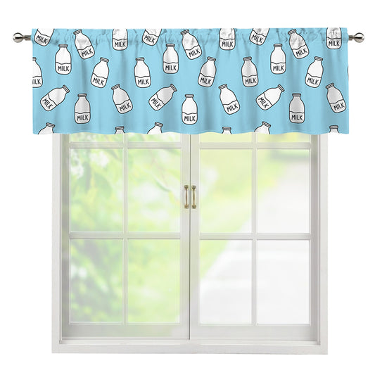 Milk Bottle Cartoon Pattern Print Window Valance