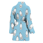 Milk Bottle Cartoon Pattern Print Women's Bathrobe