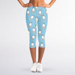 Milk Bottle Cartoon Pattern Print Women's Capri Leggings