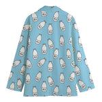 Milk Bottle Cartoon Pattern Print Women's Cotton Blazer